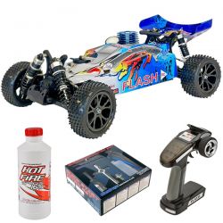 Pack eco buggy 1/10 thermique MHD Flash carrosserie bleue