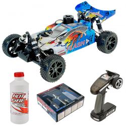 Pack eco buggy 1/10 thermique MHD Flash carrosserie bleue