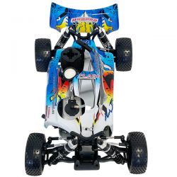 Pack eco buggy 1/10 thermique MHD Flash carrosserie bleue