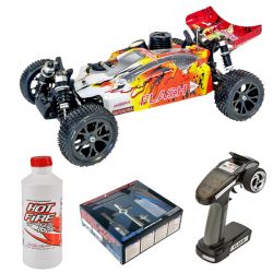 Pack eco buggy 1/10 thermique MHD Flash carrosserie jaune