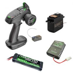 Pack &eacute;co t&eacute;l&eacute;commande &agrave; volant + r&eacute;cepteur + batterie + chargeur + servomoteur