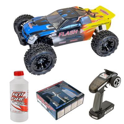 Pack eco Truggy 1/10 Flash 4WD MHD jaune et bleu