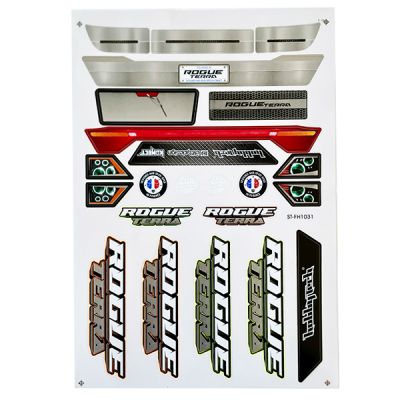 Planche de stickers autocollants pour Rogue Terra Hobbytech couleur jaune et orange