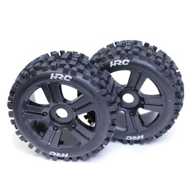 PNEUS BULLDOG SUR JANTES NOIRES 5 BATONS POUR BUGGY 1/8�ME