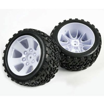 Pneus coll�s sur jantes blanches T2M pour Pirate 1/10 T4900/1A