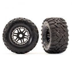 Pneus collés sur jantes noires pour Maxx Traxxas 8972