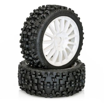 Pneus maxi cross coll�s sur jantes blanches 1/8 hobbytech HT-458