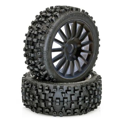 Pneus maxi cross coll�s sur jantes noires 1/8 hobbytech ht-458b