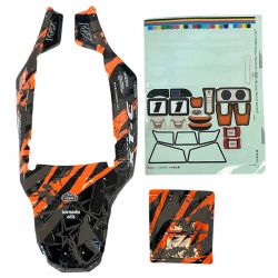 T2M carrosserie peinte en orange, gris et noir pour le Pirate XT-C