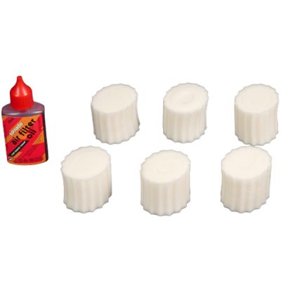 Tornado 6 mousses de remplacement + huile pour filtre � air 1/8 J19006/01