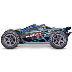 Traxxas rustler 2S 1/10 4WD moteur brushless carroserie bleu 67164-4-BLUE